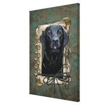 Fathers Day - Stone Paws - Labrador - Black Gallery Wrap Canvas