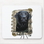 Fathers Day - Stone Paws - Labrador - Black Mousemat