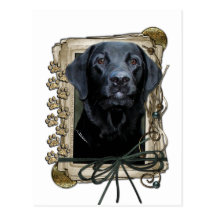 Fathers Day - Stone Paws - Labrador - Black Postcard
