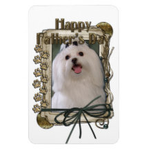 Fathers Day - Stone Paws - Maltese Rectangle Magnets