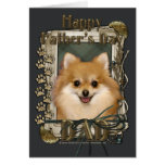 Fathers Day - Stone Paws - Pomeranian Greeting Card