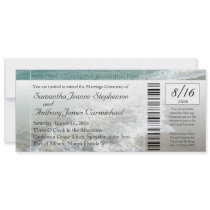 Faux Boarding Pass Beach Wedding Ticket Invitation