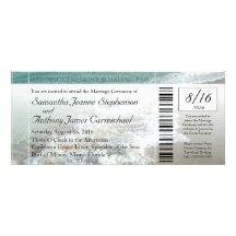 Faux Boarding Pass Beach Wedding Ticket Invitation