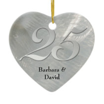 Faux Brushed Silver Anniversary Ornament