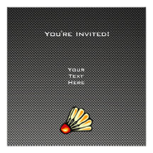 Faux Carbon Fibre Badminton Personalised Invite