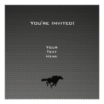 Faux Carbon Fibre Equestrian Personalized Invitations