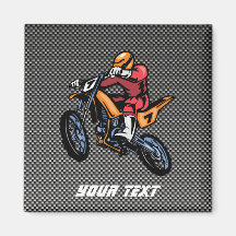 Faux Carbon Fibre Motocross Fridge Magnet