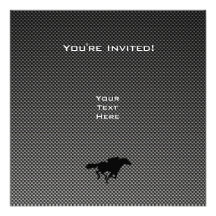 Faux Carbon Fibre Volleyball Custom Invitation