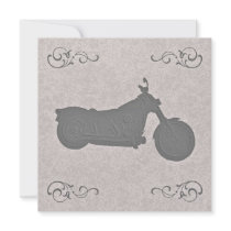 Faux Embossed Motorcycle Biker Wedding Invitation