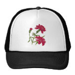 Faux Embroidered Red Carnations Trucker Hats