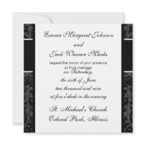 faux lace black grey damask pattern design custom invite