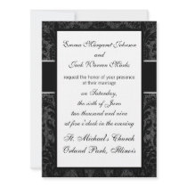 faux lace black grey damask pattern design personalised announcement