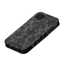 faux lace black grey damask pattern iPhone 4 case
