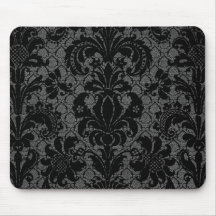 faux lace black grey damask pattern mousemats