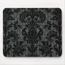 faux lace black grey damask pattern mousemats