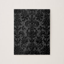 faux lace black grey damask pattern puzzles