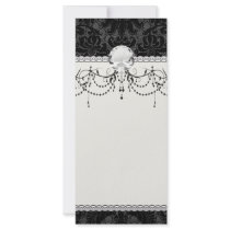 faux lace black grey damask pattern rack card design