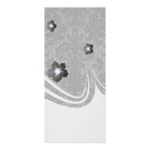 faux lace black grey damask pattern custom rack cards