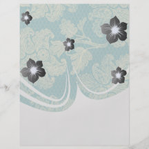 faux lace teal and cream floral damask pattern flyer
