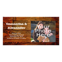 Faux Oiled Wood Plank Personalised Custom Photo Card