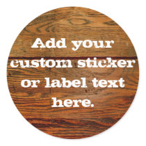 Faux Oiled Wood Plank Personalised Custom Round Sticker