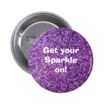 Faux Purple Glitter Pinback Button