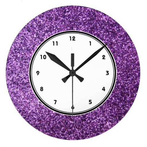 Faux Purple Glitter wall clock Zazzle