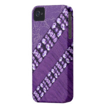 Faux Purple Rhinestone & Feather Iphone4 Case iPhone 4 Case