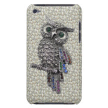 Faux Silver Owl & Jewels on Diamonds Print iPod Touch Cases