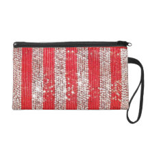Faux Silver & Red Sequin Wristlet Coin Purse