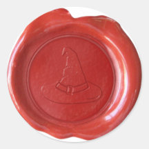 Faux Wax Seal - Red - WITCH HAT Stickers