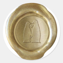 Faux Wax Seals - Gold - Custom - Penguin Love Sticker