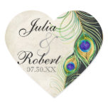 Favor Gift Sticker - Peacock Feathers Wedding Seal