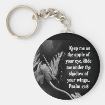 FAVORITE  BIBLE SCRIPTURE PSALM 17:8 KEY CHAINS