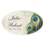 Favour Gift Sticker - Peacock Feathers Wedding Sea