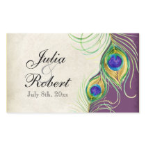 Favour Gift Sticker - Peacock Feathers Wedding Sea