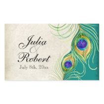 Favour Gift Sticker - Peacock Feathers Wedding Sea