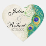 Favour Gift Sticker - Peacock Feathers Wedding Sea
