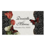 Favour Gift Tags  - Black n Cream Red Tulip Damask