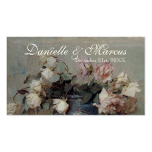 Favour Gift Tags  - Impressionist Cream Pink Roses Business Card Templates