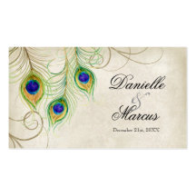 Favour Gift Tags - Peacock Feathers Wedding Set Business Card Template