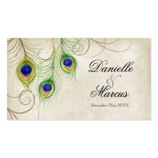 Favour Gift Tags - Peacock Feathers Wedding Set Business Card Template