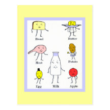 Favourite Foods Retro Blank Art Postcard