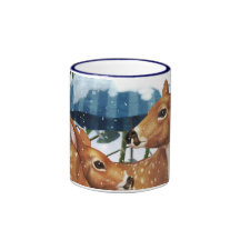 Fawn Deer in Winter Scene Mug Cup