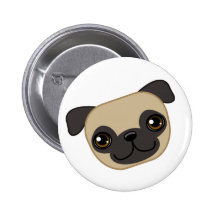 Fawn Pug Pinback Buttons