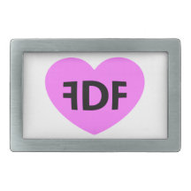 FDF Pink Heart Rectangle Belt Buckle