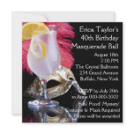 Feather Mask 40th Birthday Masquerade Party invitations