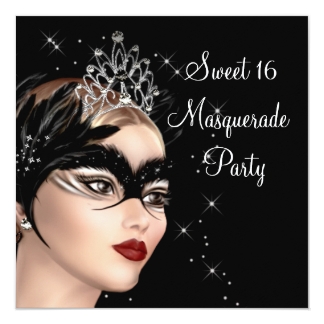 Feather Mask Tiara Sweet 16 Masquerade Party 13 Cm X 13 Cm Square Invitation Card - feather_mask_tiara_sweet_16_masquerade_party_invitation-r12d699a0588f45e1bf60c8e6e5debcc4_zk9yi_324