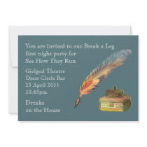 Feather Pen Break a Leg Custom Invitations