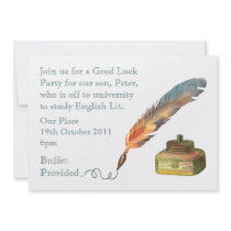 Feather Pen Good Luck Personalised Announcements